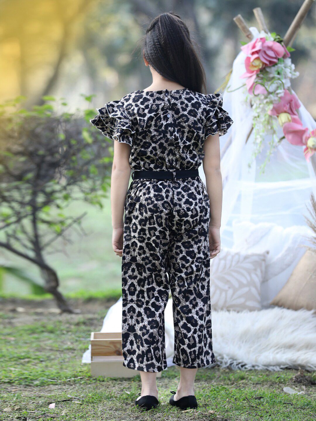 Girls Printed Basic Jumpsuit With Ruffles 5