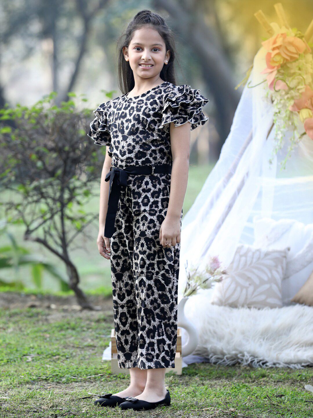 Girls Printed Basic Jumpsuit With Ruffles 4