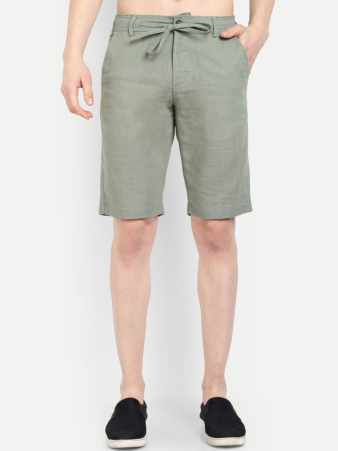 CARBONN CLOTH Men Mid-Rise Linen Regular Shorts
