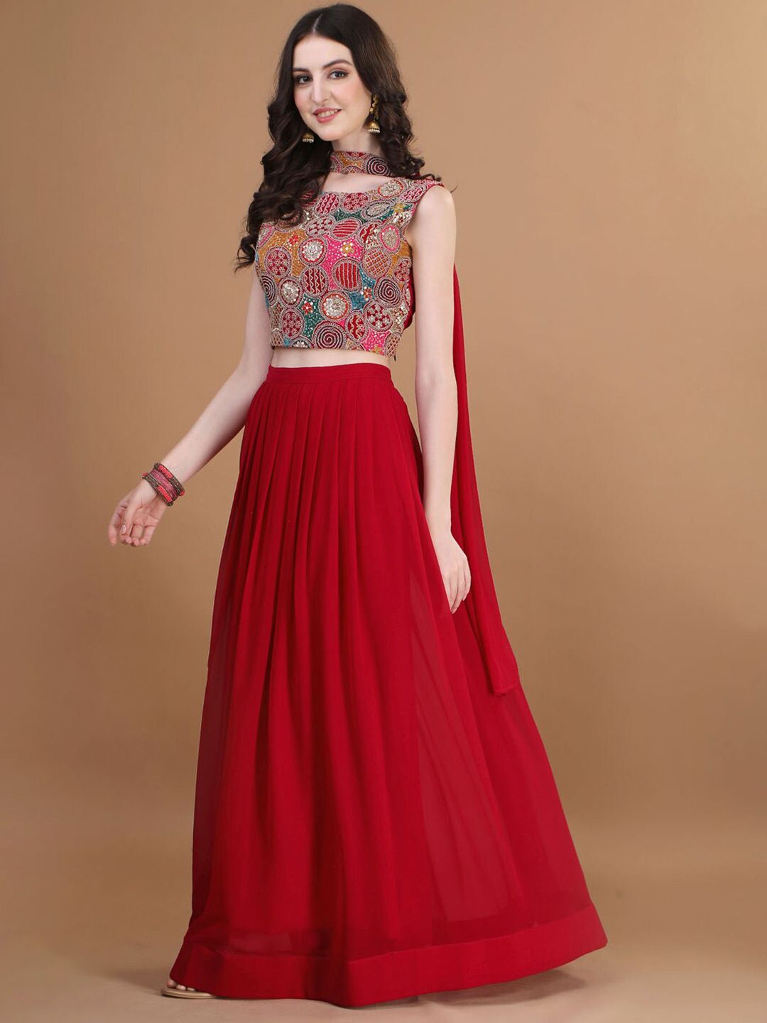 Embroidered Thread Work Ready to Wear Lehenga & Blouse With Dupatta 3