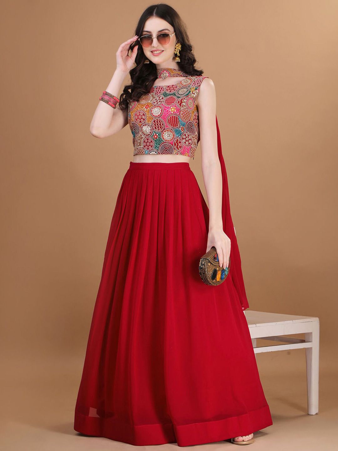 Embroidered Thread Work Ready to Wear Lehenga & Blouse With Dupatta 6