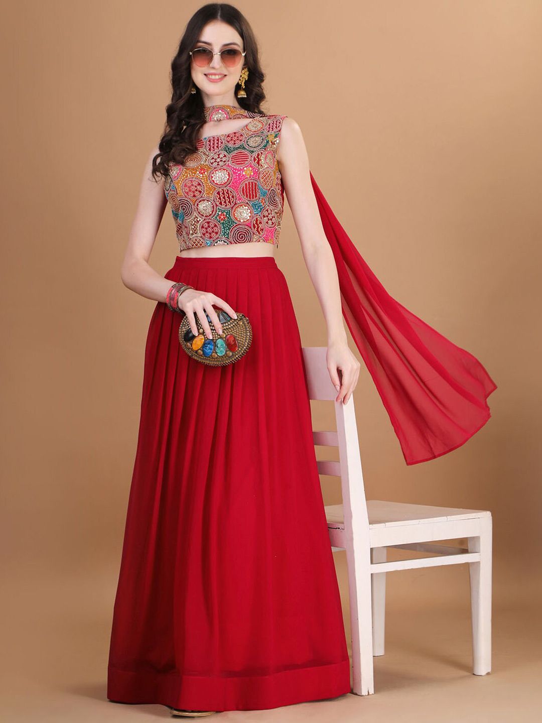 Embroidered Thread Work Ready to Wear Lehenga & Blouse With Dupatta 5