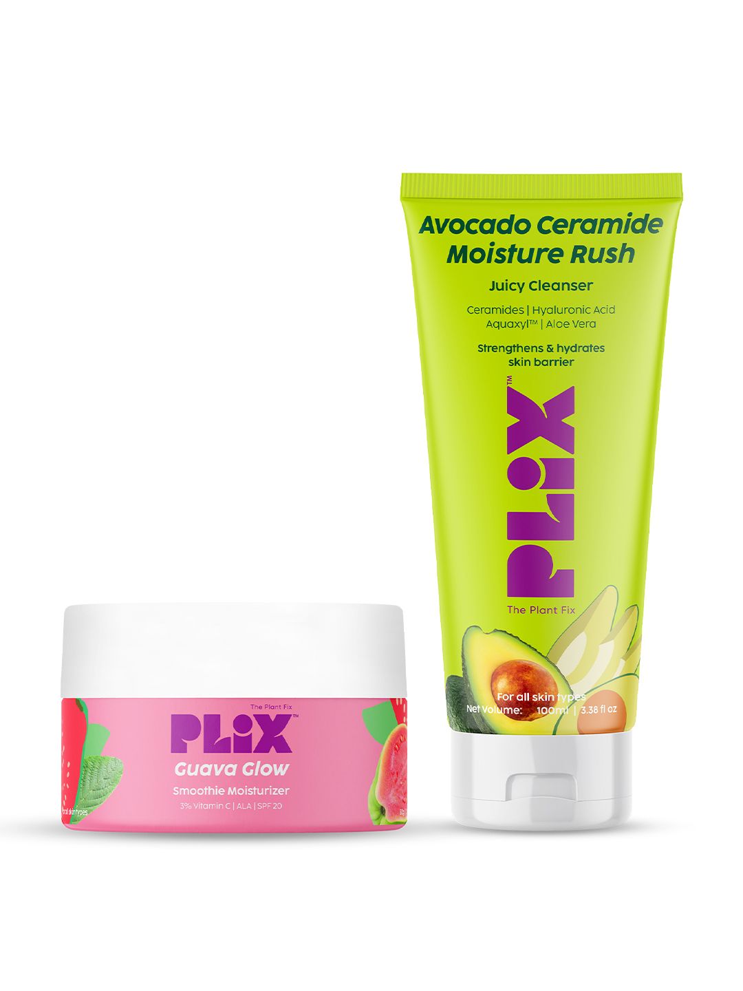 Buy PLIX THE PLANT FIX Set Of 2 Avocado Ceramide Moisture Rush 100ml & Guava Moisturizer 50ml -  - Personal Care for Unisex