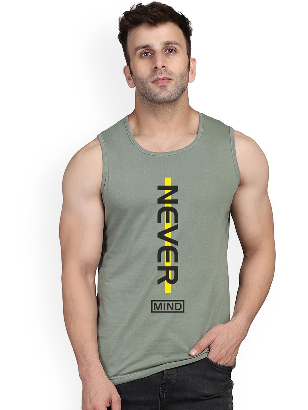 SLOWLORIS Printed Sleeveless Innerwear Vests SL26 NEVER LGTGREEN
