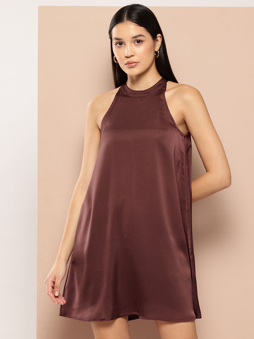 Chemistry Satin Finish A-Line Mini Dress