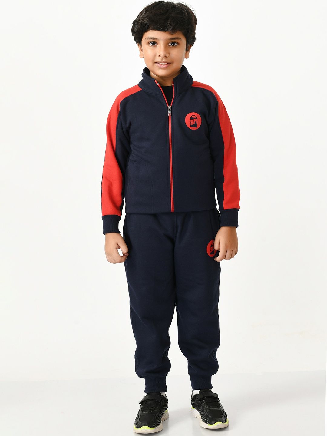 SMSHOPMORE Boys Mock Collar Long Sleeves Fleece Tracksuits Soft Fabric
