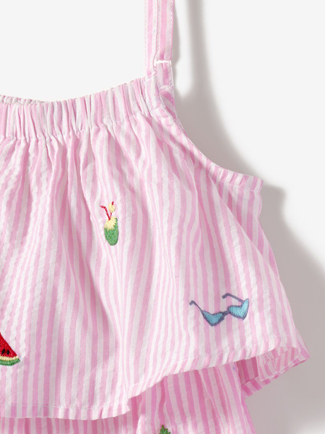 Girls Striped Embroidered Layered Playsuit 7