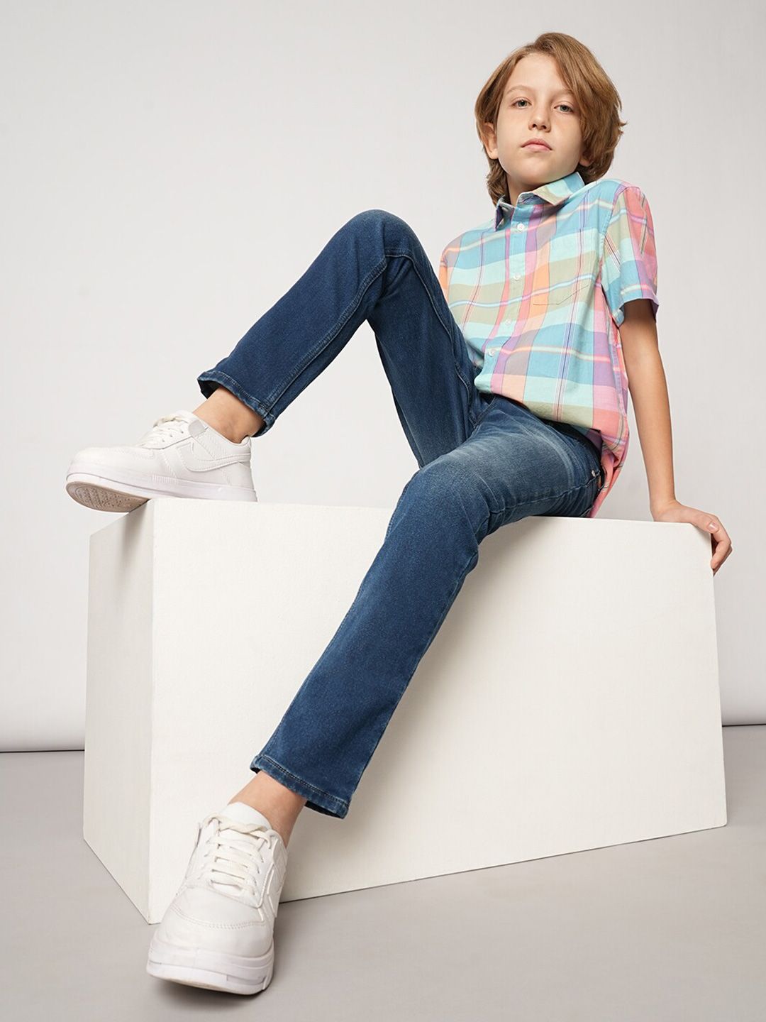 Jack & Jones Junior Boys Tartan Checked Pure Cotton Casual Shirt