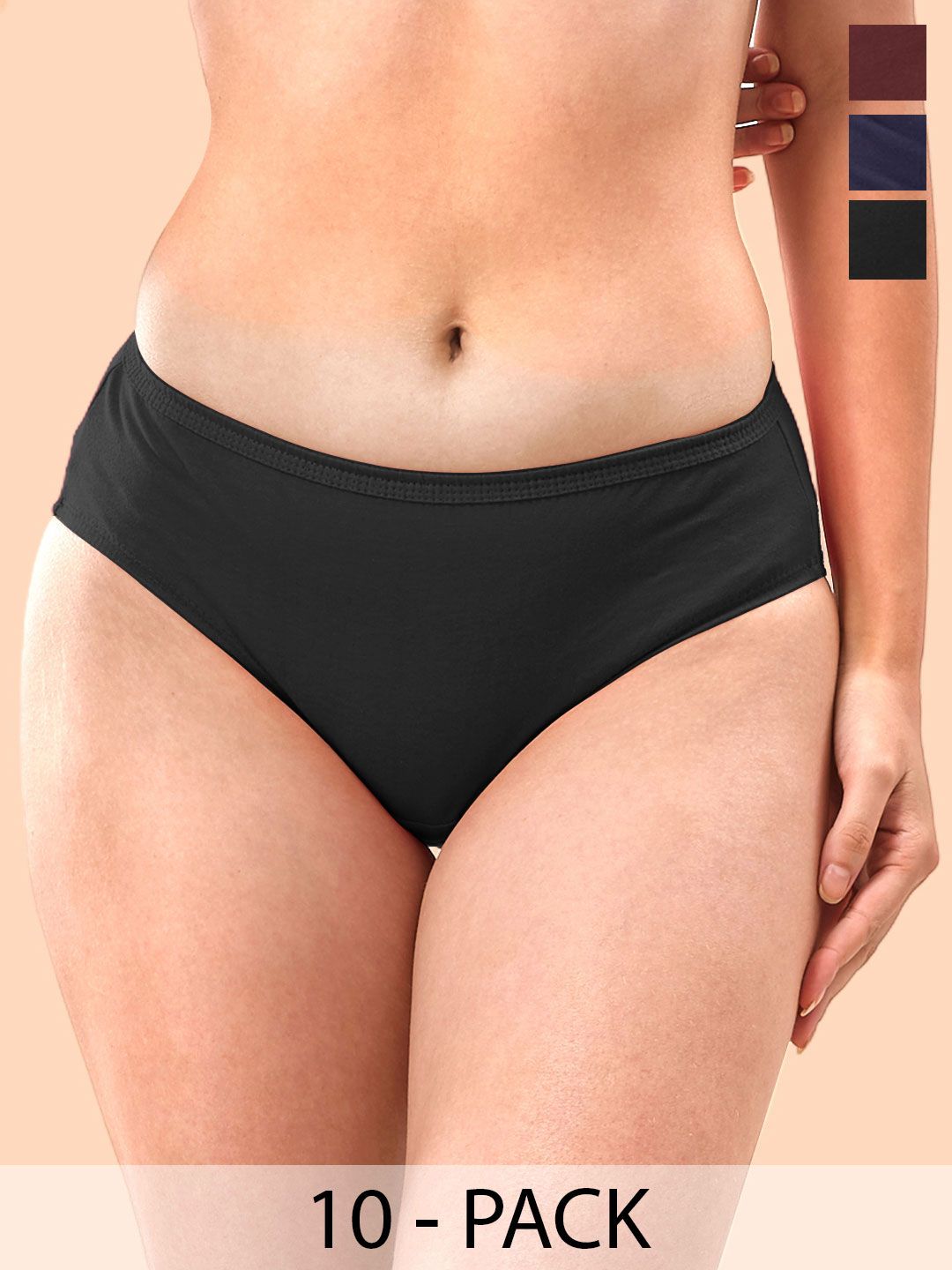LYRA Pack Of 10 Assorted Anti-Odour Mid-Rise Hipster Briefs