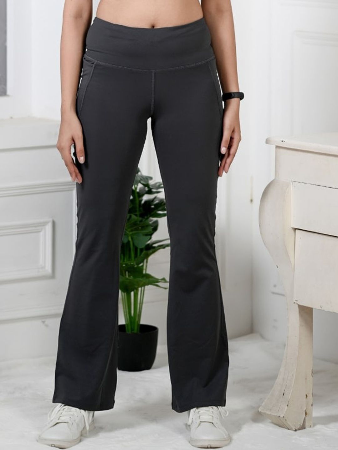 Mlada Women Flared High-Rise Active Wear Gym Bootcut Trousers