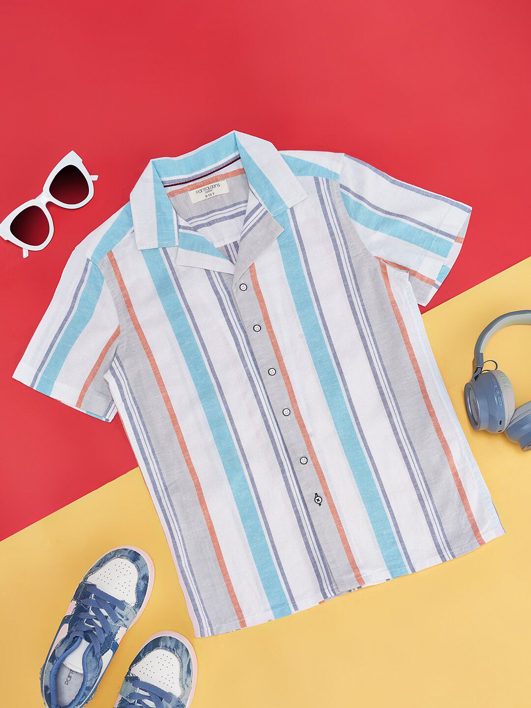 Pantaloons Junior Boys Multi Striped Pure Cotton Casual Shirt