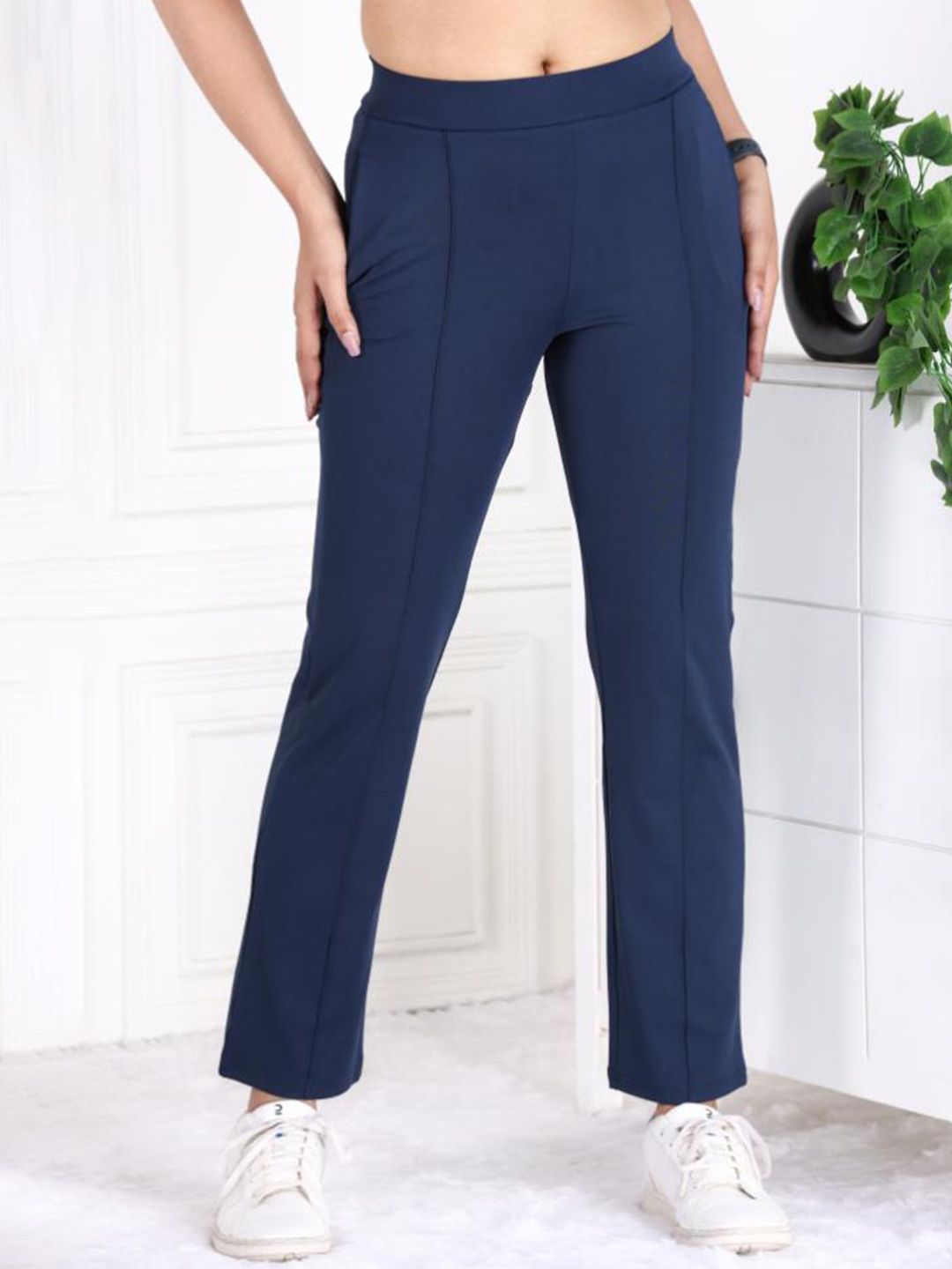 Mlada Women Original Straight Fit Low-Rise Lint Free Trousers
