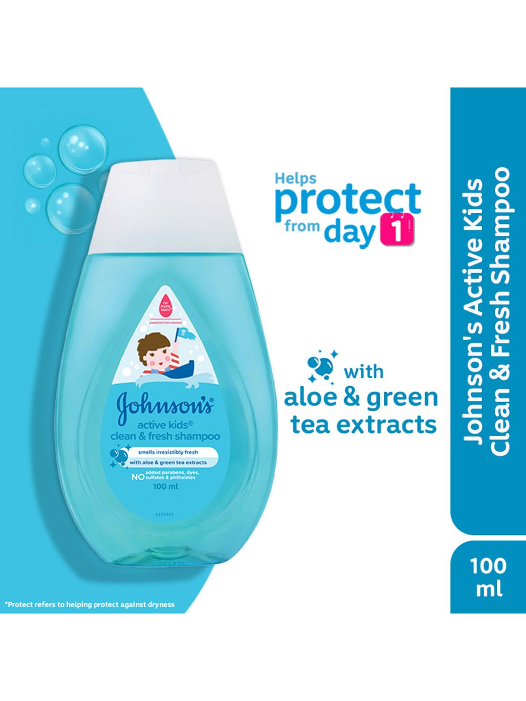 Johnsons Active Kids Clean & Fresh Shampoo with Aloe & Green Tea - 100 ml