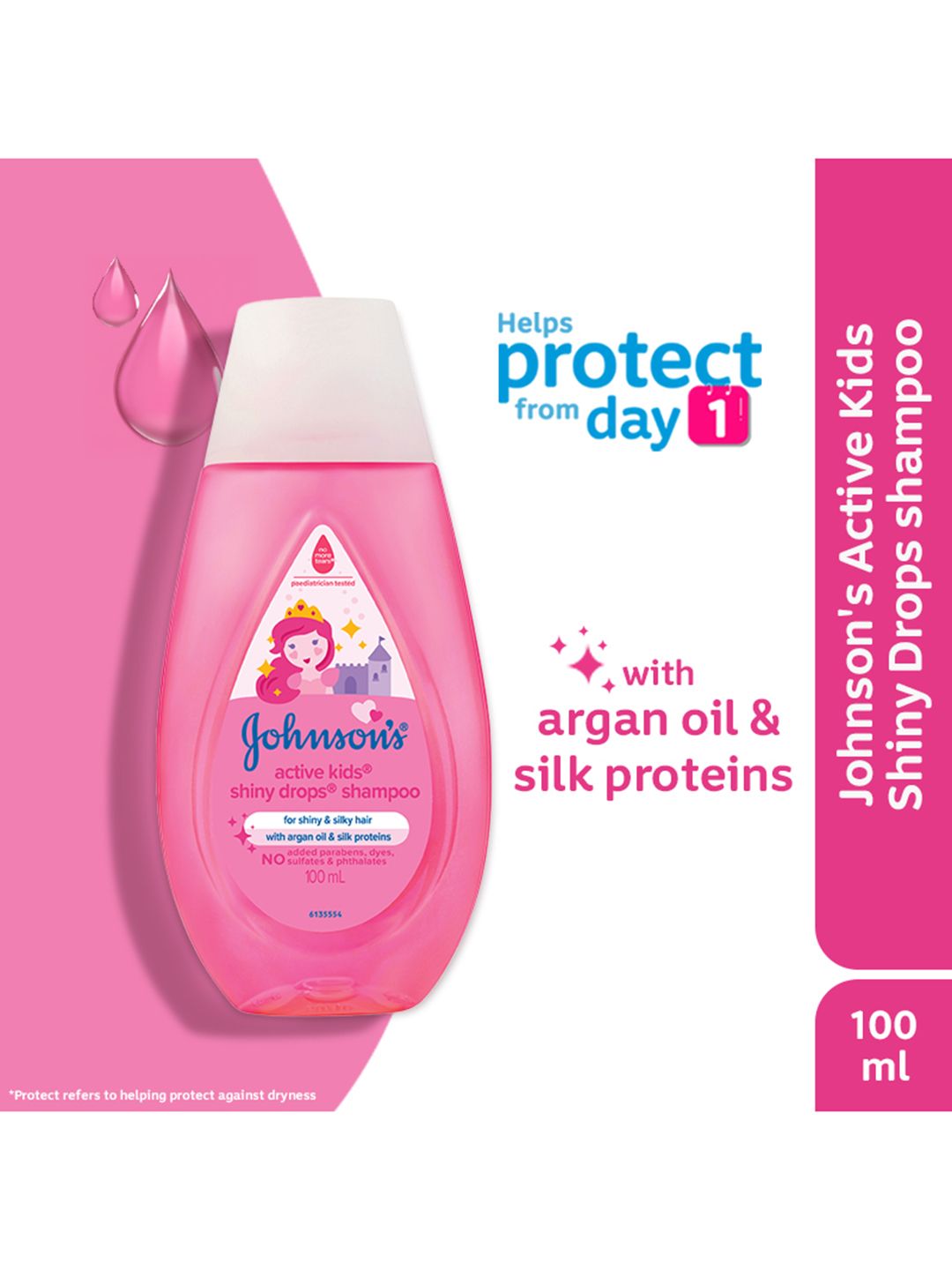 Johnsons Active Kids Shiny Drops Shampoo with Argan Oil & Silk Proteins - 100ml