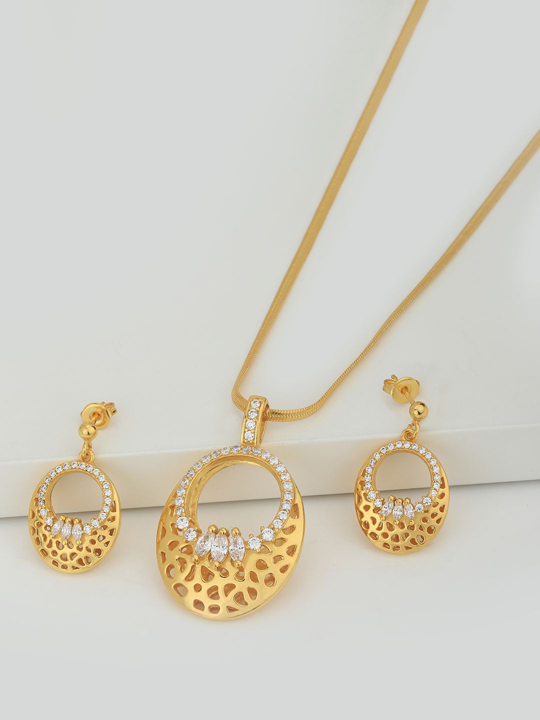 Carlton London 18kt Gold-Plated CZ Jewellery Set