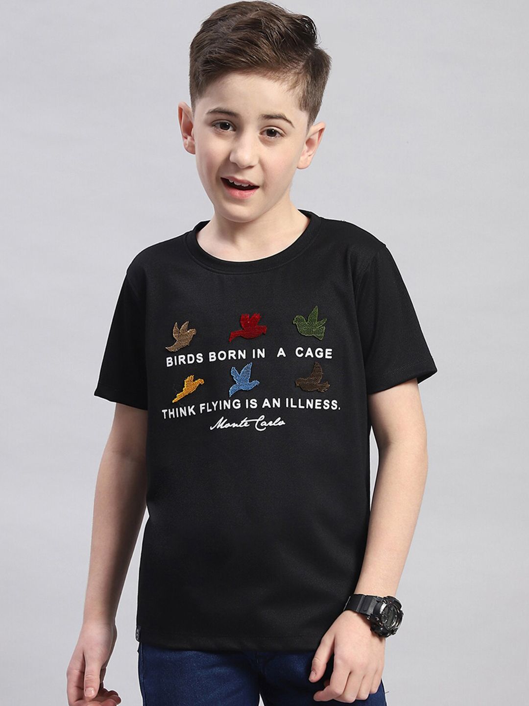 Monte Carlo Boys Typography Printed Cotton T-shirt