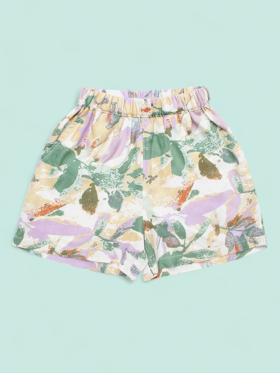 Superminis Boys Relaxed Fit Mid-Rise Floral Printed Rayon Shorts