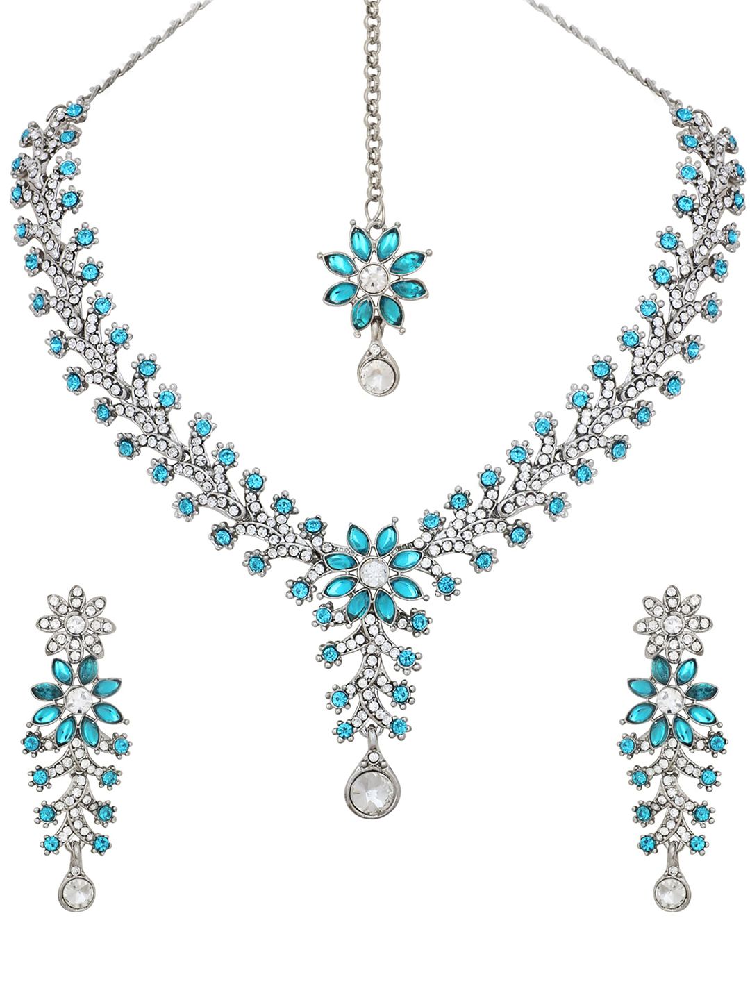 Buy Atasi International Silver Plated Crystal Studded Jewellery Set -  - Accessories for Women