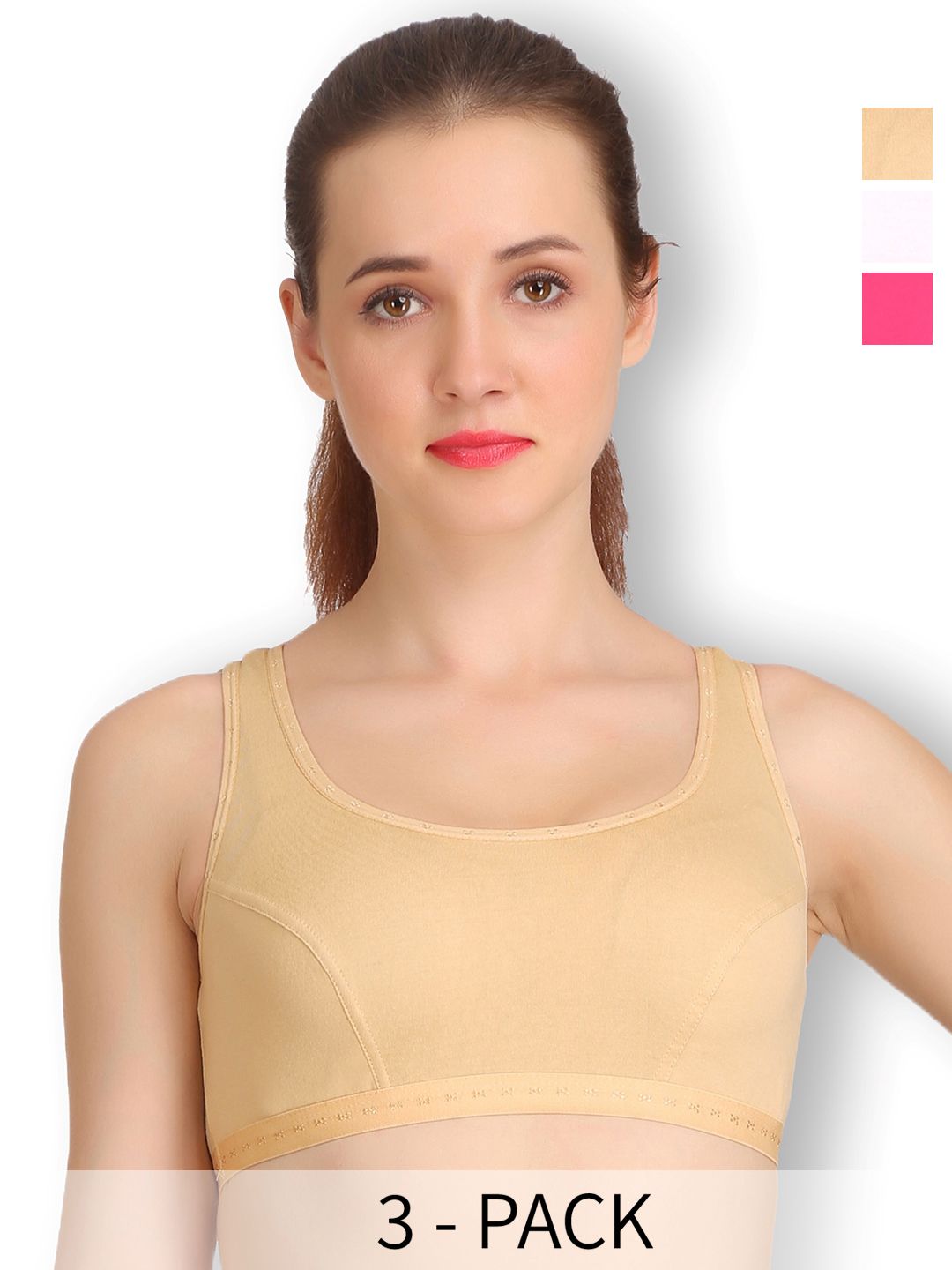 Buy SELFCARE Pack Of 3 Full Coverage Non Padded Activewear Workout Bra   All Day Comfort -  - Apparel for Women