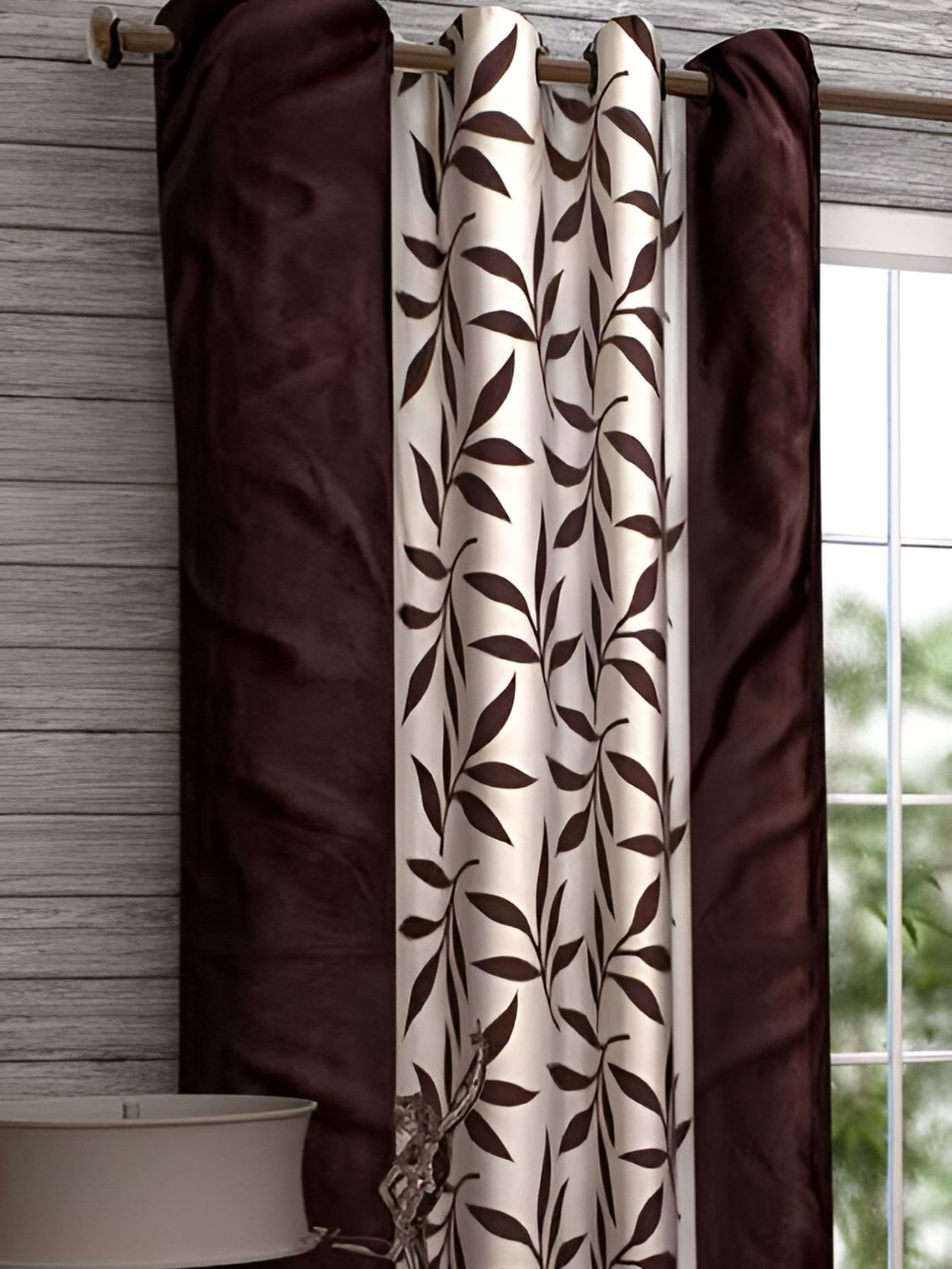 Panipat Textile Hub Brown & White Floral Printed Door Curtain