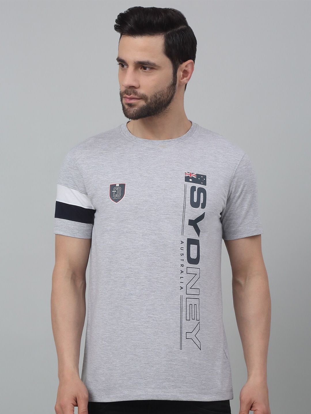 Cantabil Typography Printed Round Neck Short Sleeves Cotton T-shirt