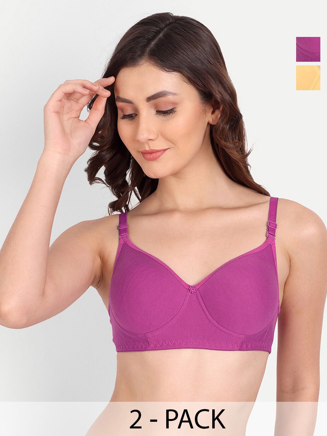 Liigne Pack Of 2 Full Coverage Lightly Padded All Day Comfort Everyday Bras