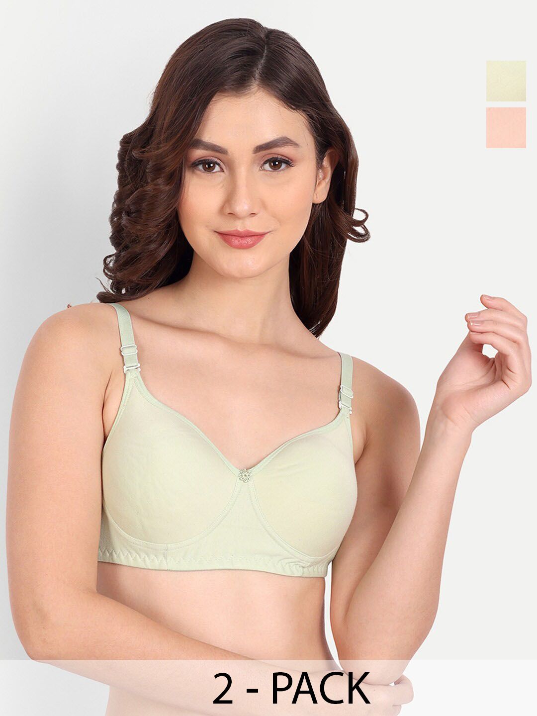 Liigne Pack Of 2 Non-Wired Non Padded Everyday Bra With All Day Comfort