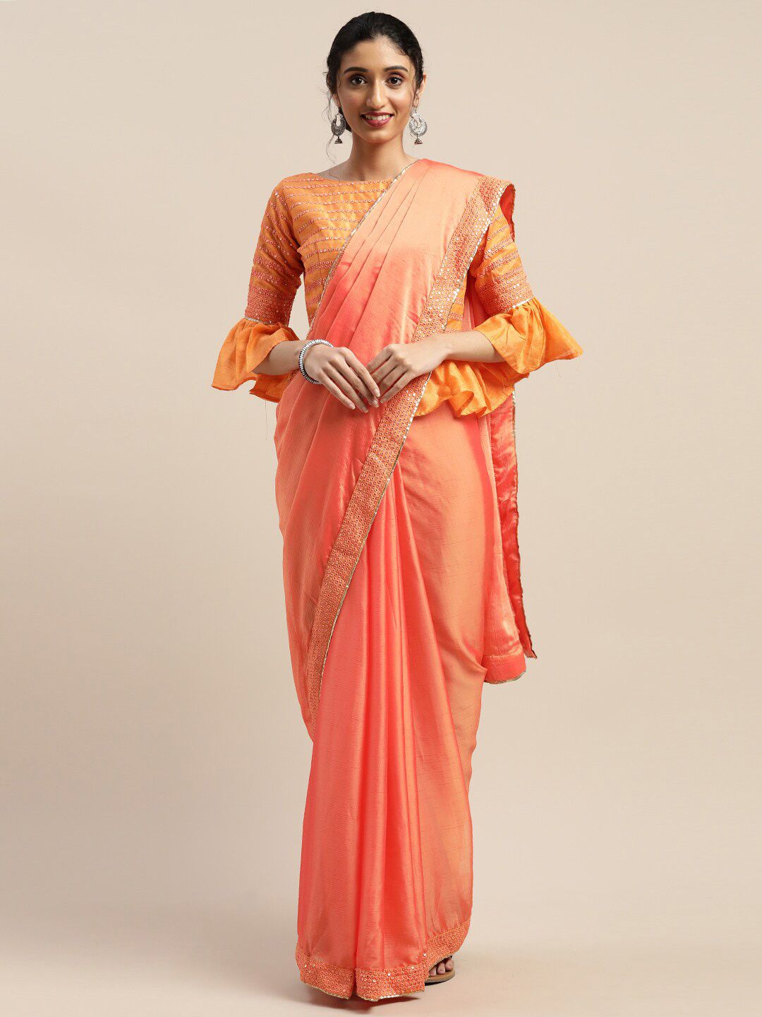 Mitera Mirror Work Gotta Patti Saree