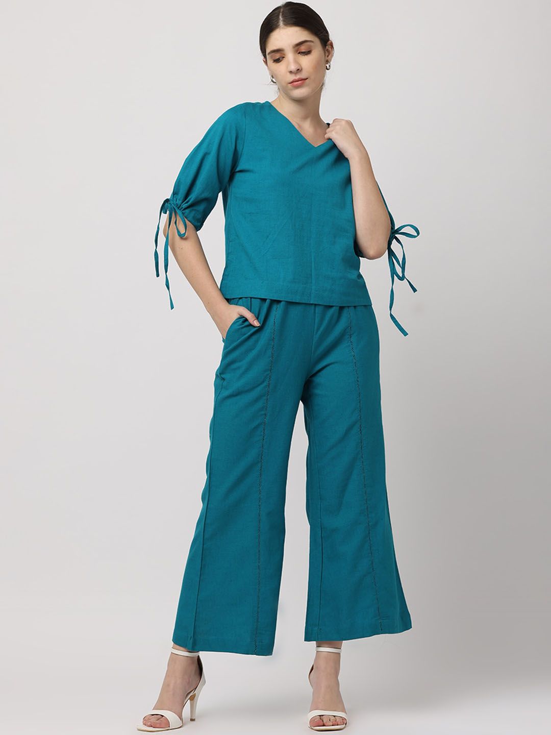 Buy BLACK & BLAH BLAH Relaxed Fit Solid Pure Cotton Co Ord (Set Of 2) -  - Apparel for Women