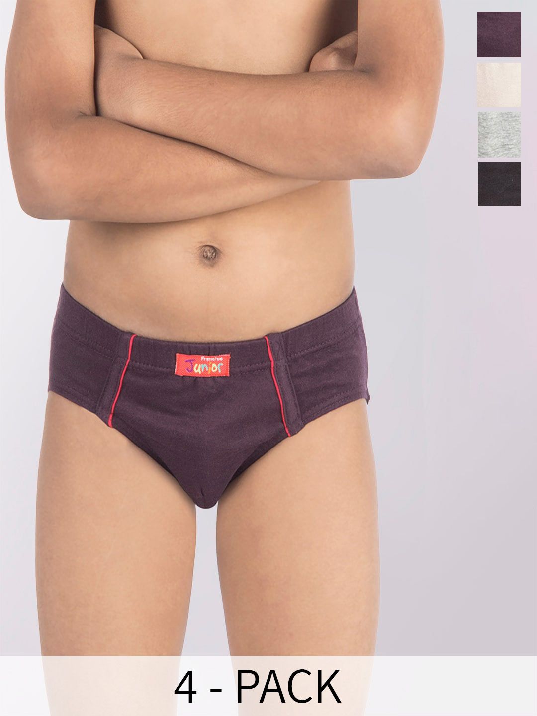 FRENCHIE Blaze Boys Pack Of 4 Assorted Pure Cotton Basic Briefs FR-BI-BF-JRBLC-2X5-55-PO4
