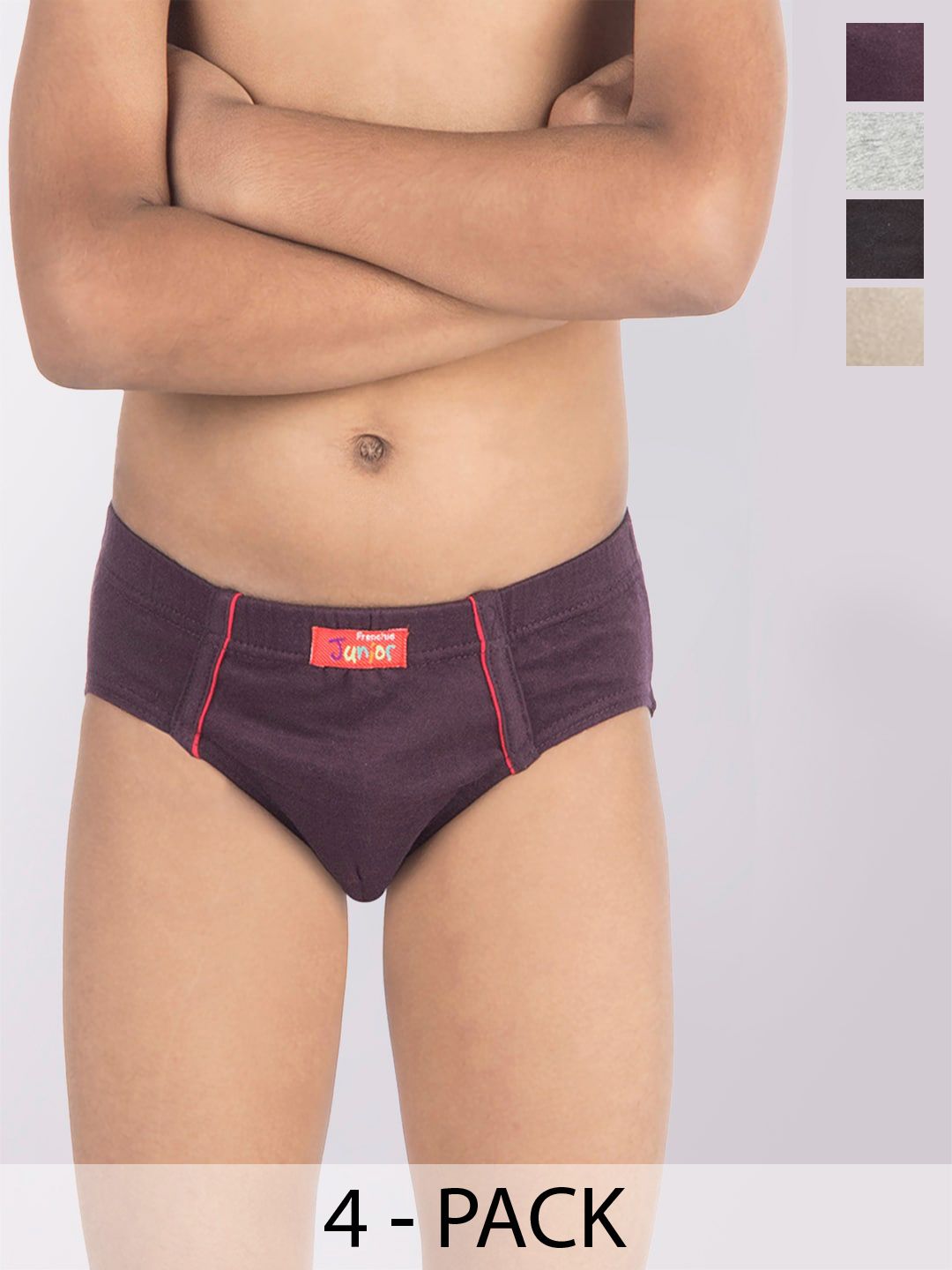FRENCHIE Blaze Boys Pack Of 4 Assorted Pure Cotton Basic Briefs FR-BI-BF-JRBLC-2X5-50-PO4