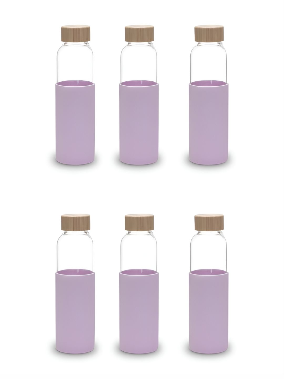 UMAI Purple Solid Glass Spill Proof 6 Piece Water Bottle - 550ml