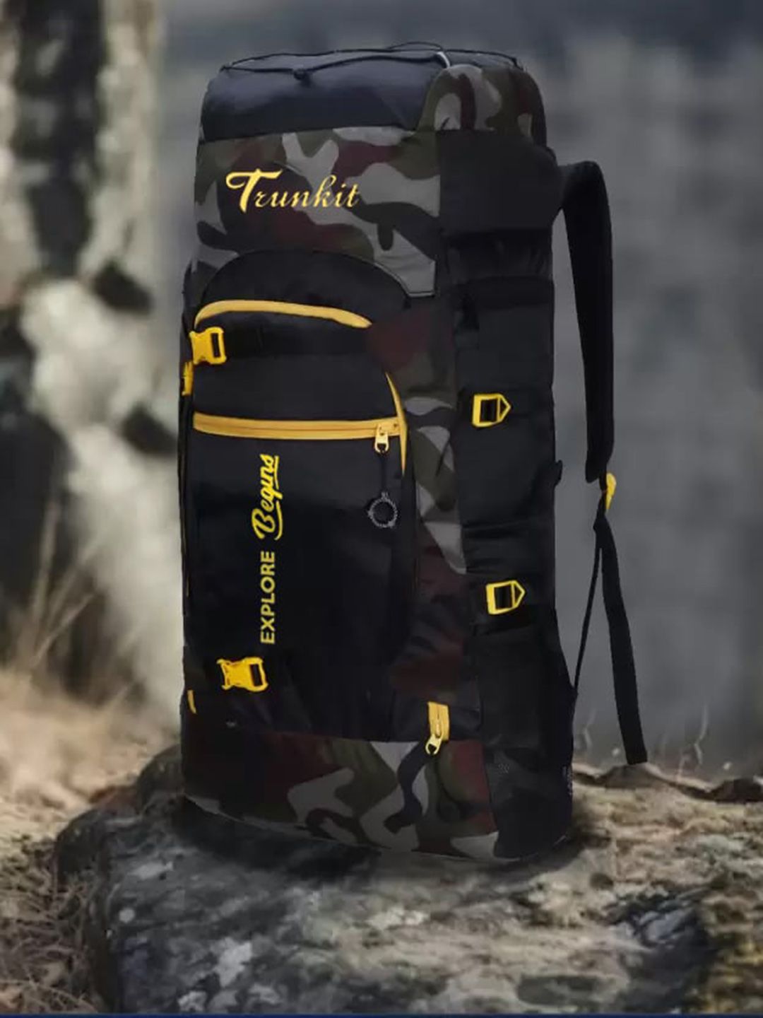 TRUNKIT Unisex Typography Printed Waterproof Trekking Rucksack