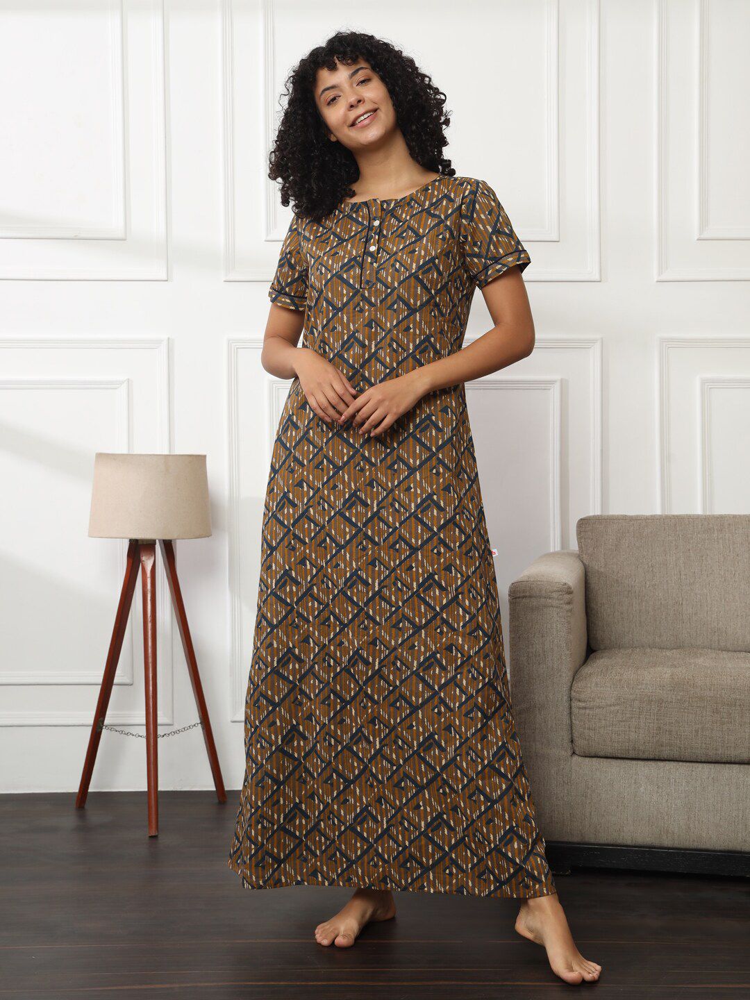 Bannos Swagger Printed Cotton Maxi Nightdress