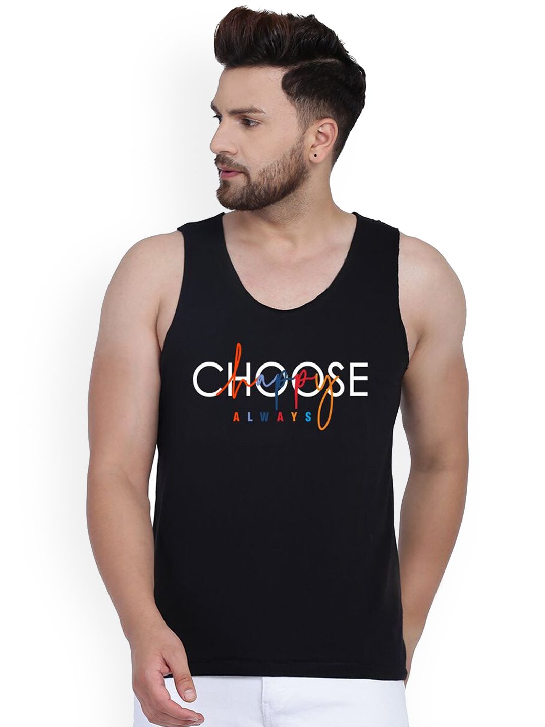 SLOWLORIS Printed Combed Cotton Bio-Wash Gym Vest