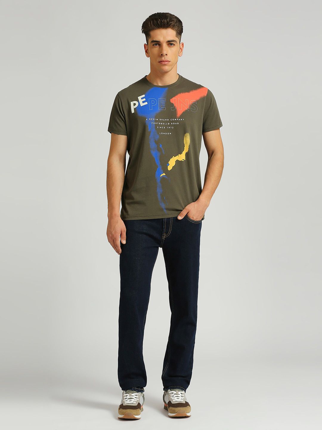Pepe Jeans Men Printed Pure Cotton Pockets Slim Fit T-shirt