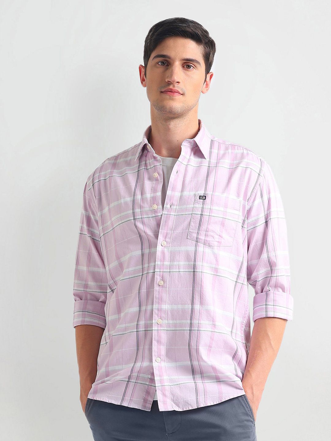 Arrow Sport Men Slim Fit Opaque Checked Casual Shirt