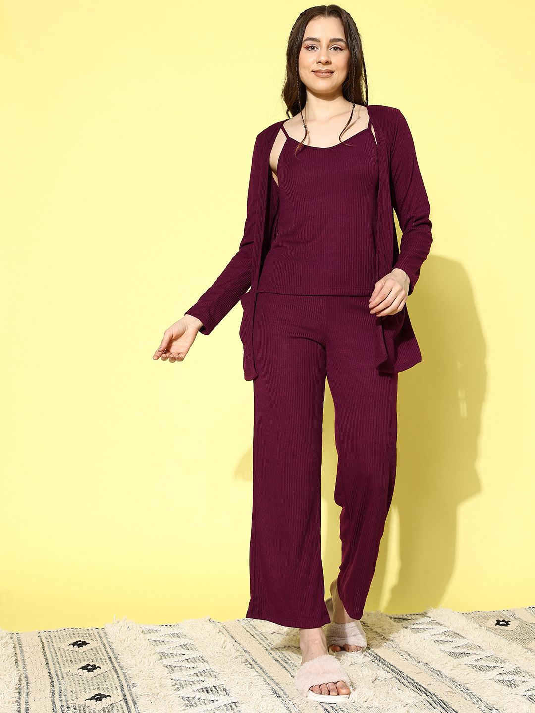 Women Ribbed Solid Co-Ords Set 5