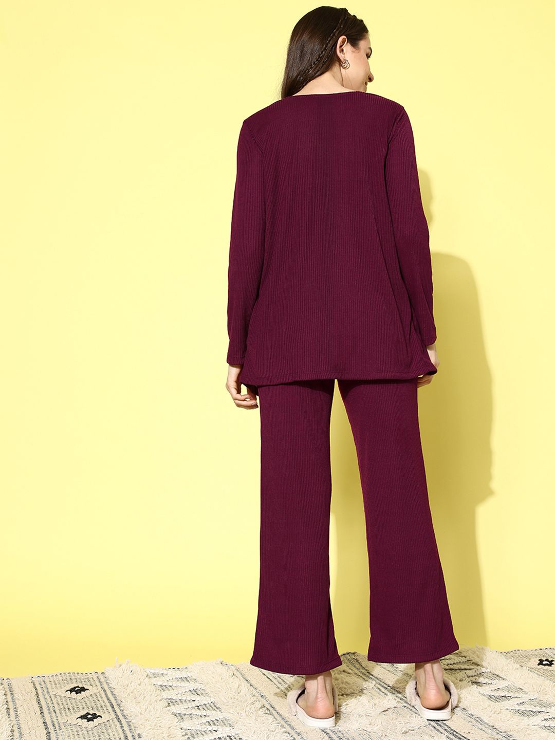 Women Ribbed Solid Co-Ords Set 7