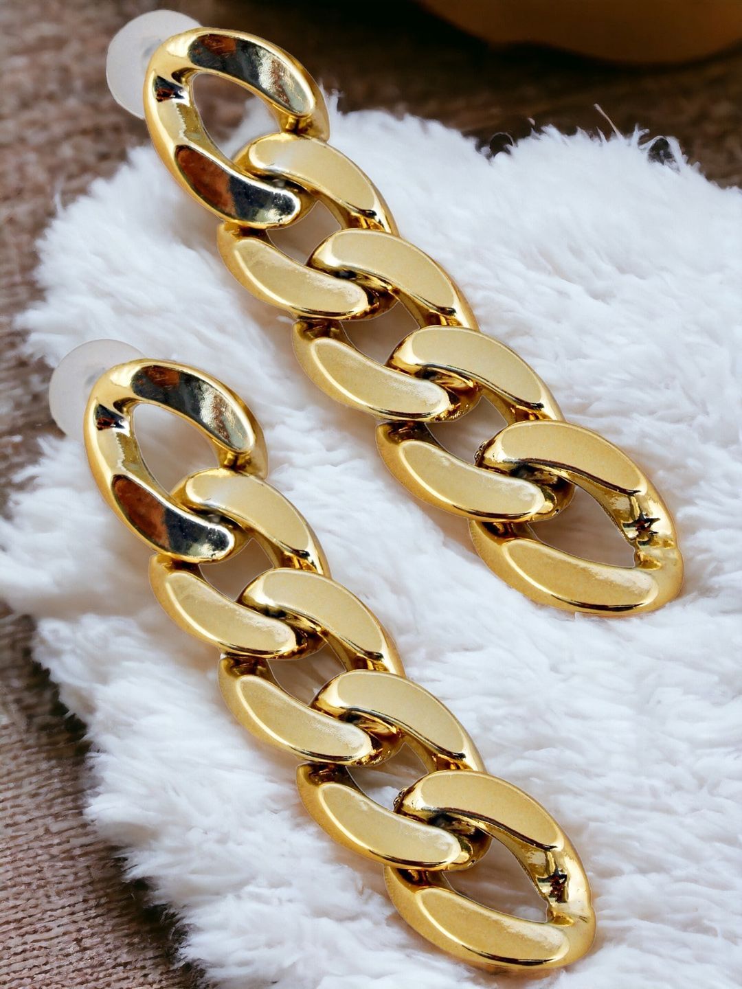 LUCKY JEWELLERY Gold-Plated Contemporary Drop Earrings