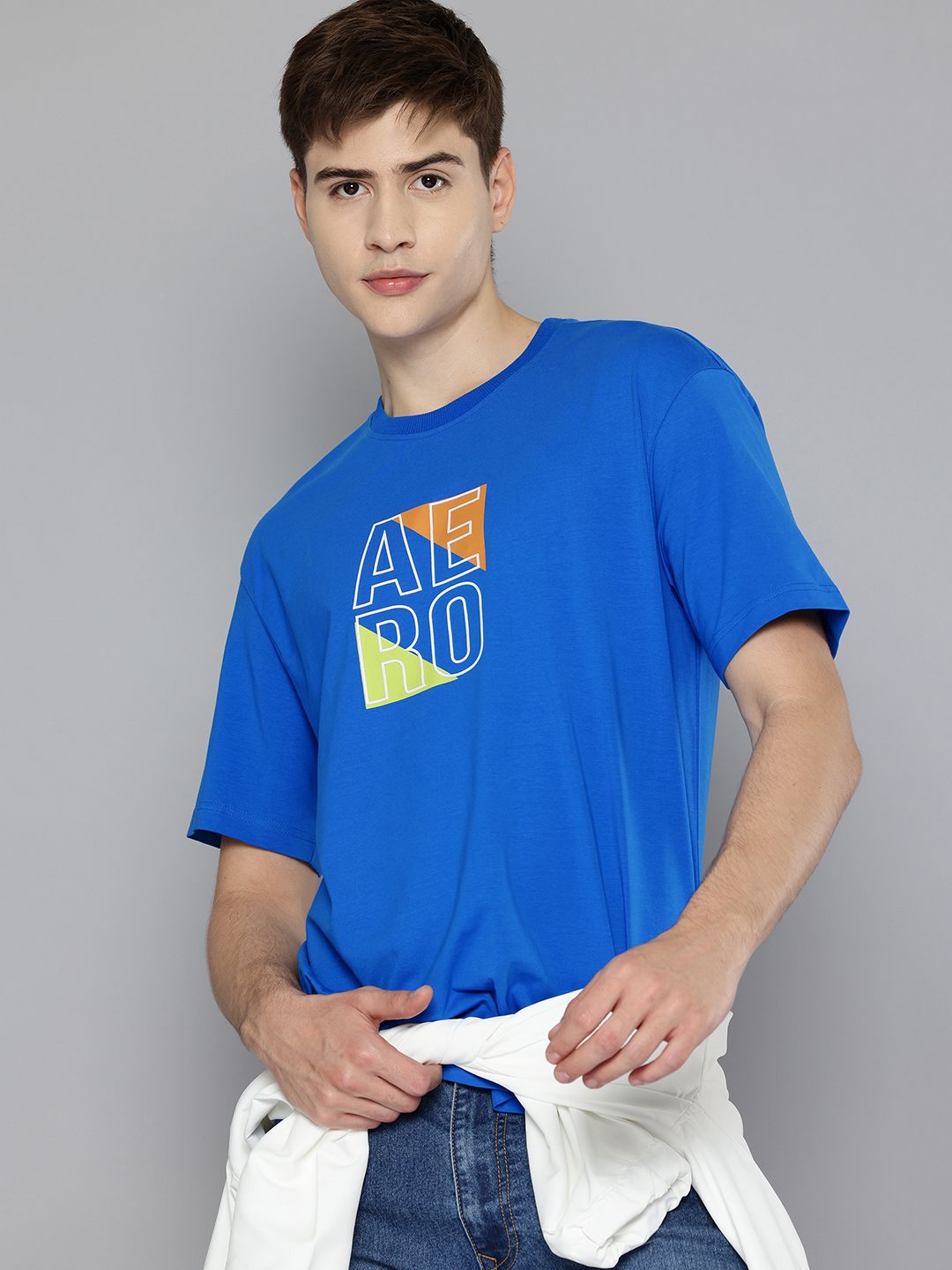 Aeropostale Brand Logo Print Drop-Shoulder Sleeves T-shirt