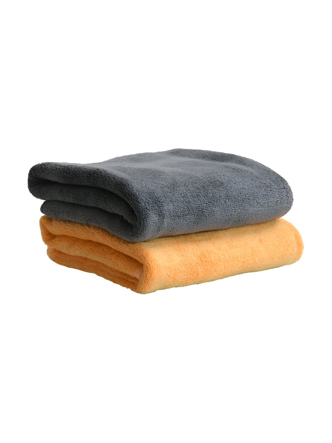 Yellow Weaves Grey & Yellow 2 Pieces Micro Fiber Antibacterial 400 GSM Hand Towels