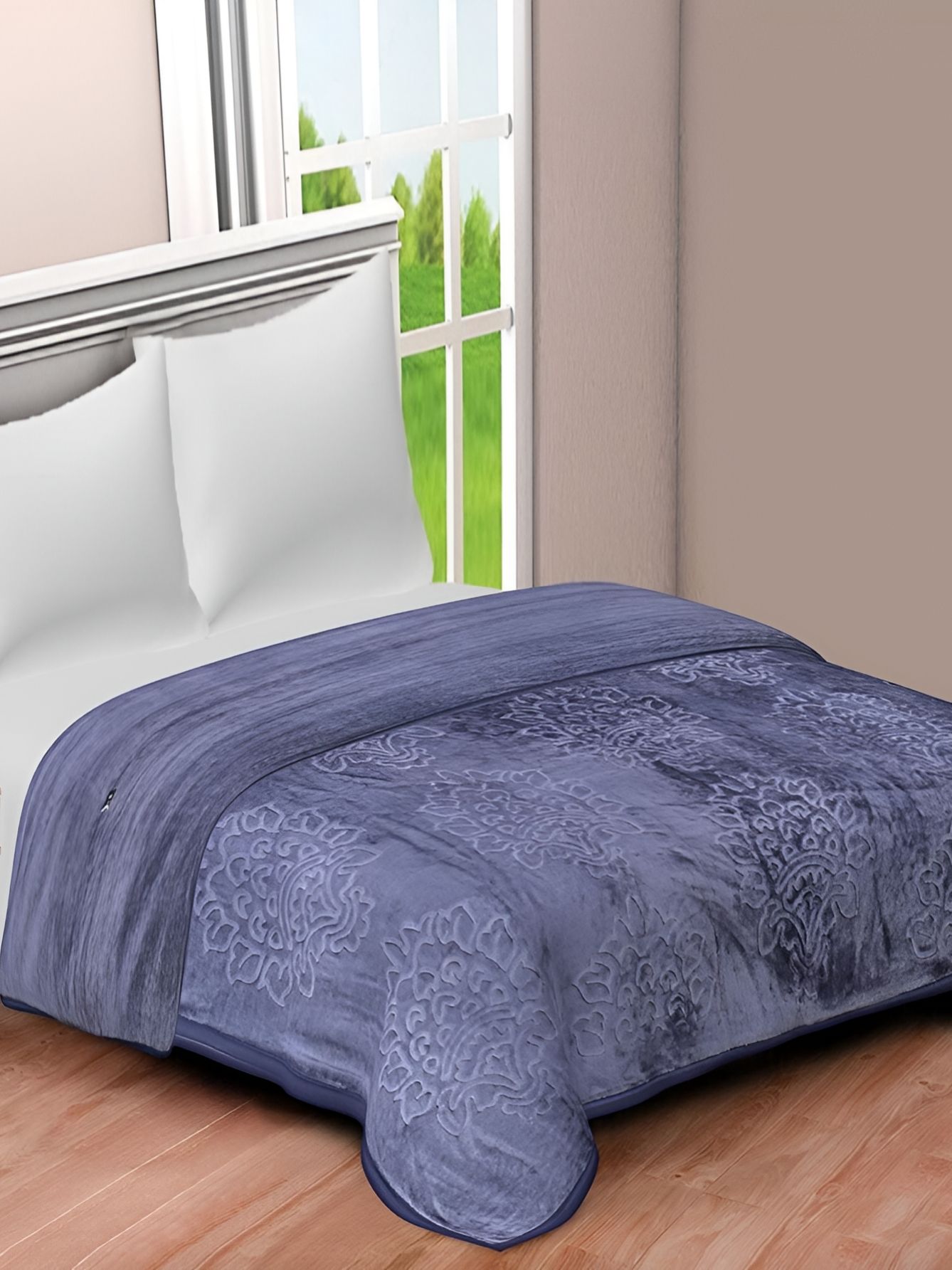 Comfowell Grey Geometric Microfiber Heavy Winter 110 GSM Single Bed Blanket