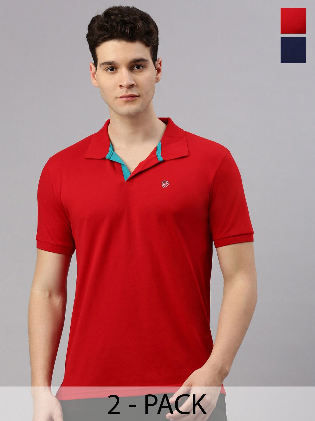 Lux Cozi Pack Of 2 Polo Collar Cotton Lounge T-shirts