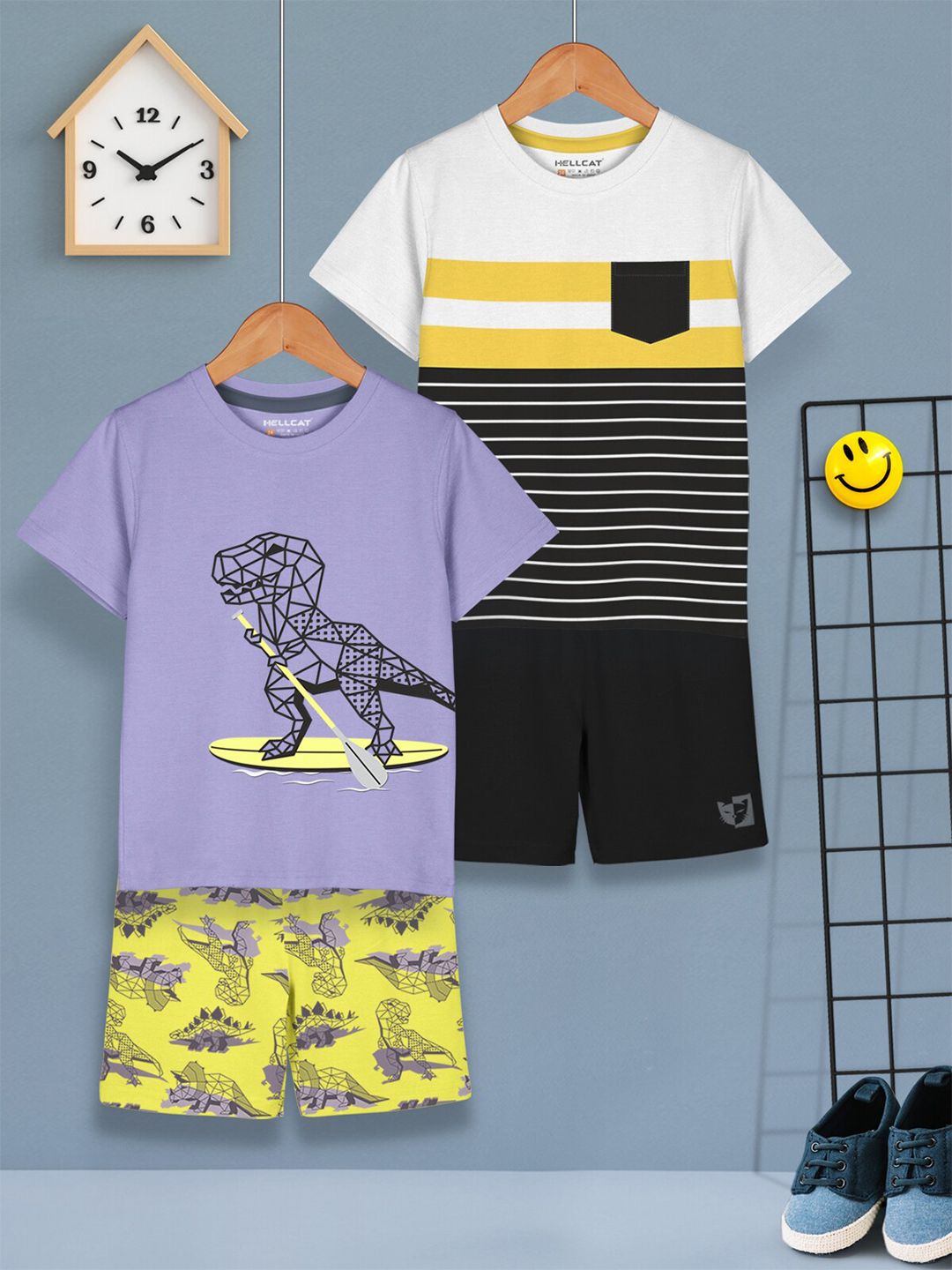 Buy HELLCAT Boys Pack Of 2 Printed T Shirt With Shorts -  - Apparel for Boys