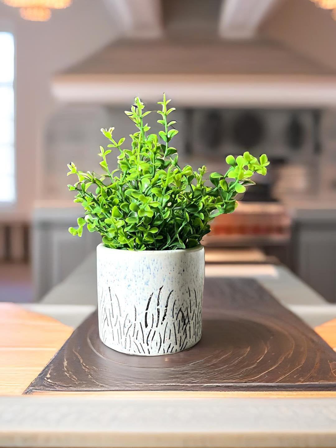Akaar White Green Jade Artificial Plant