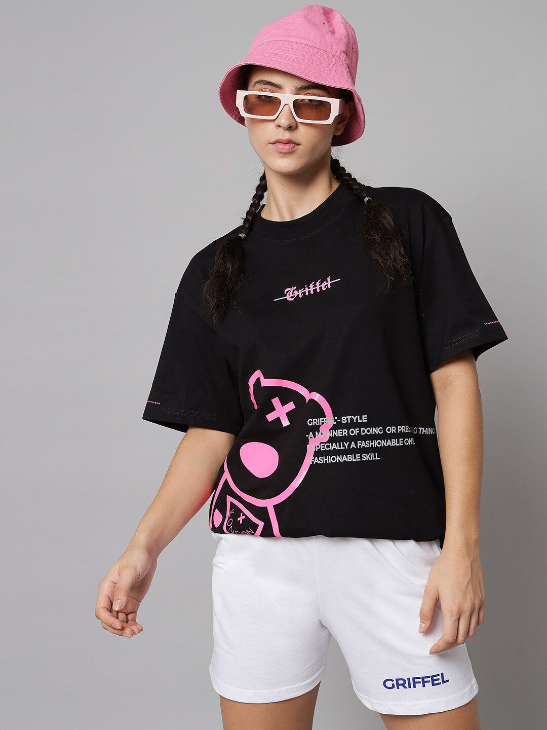 GRIFFEL Graphic Printed Drop-Shoulder Sleeves Cotton Oversized T-shirt