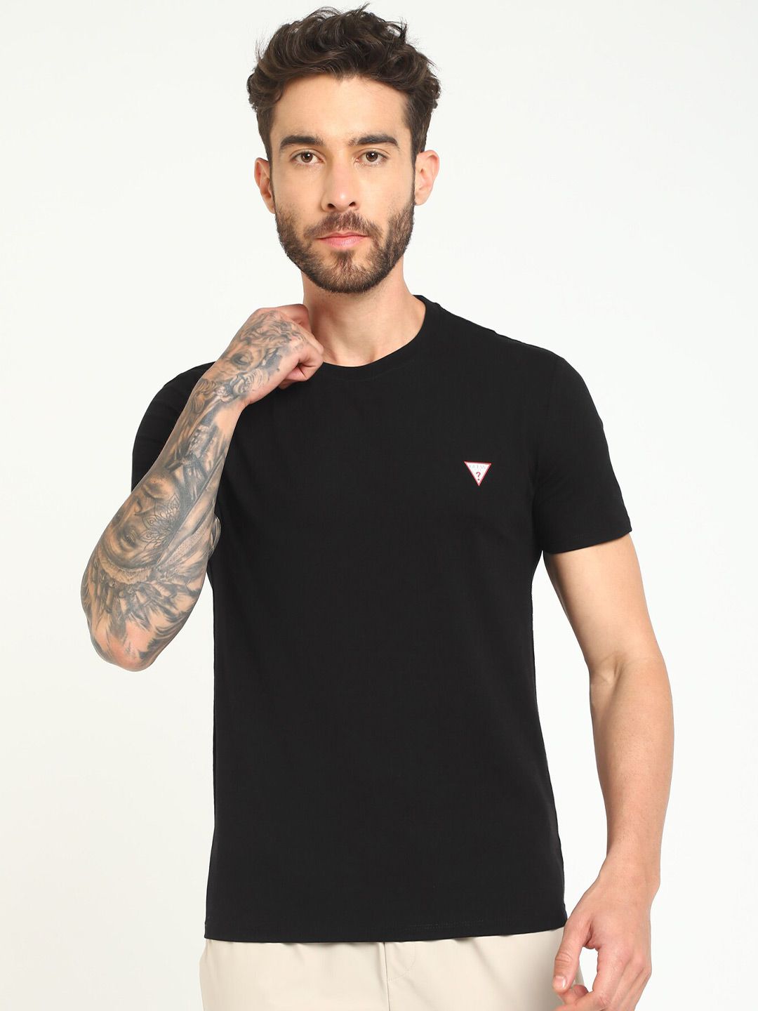 GUESS Round Neck Short Sleeves Cotton Casual T-shirt