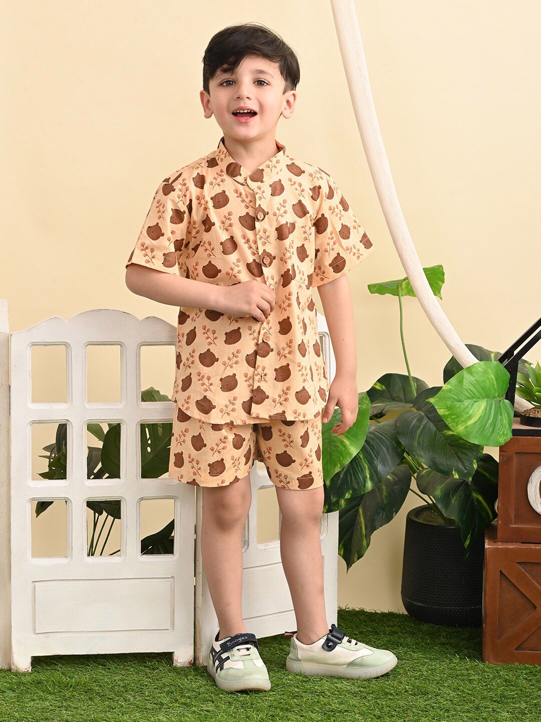 Superminis Boys Conversational Printed Shirt With Shorts Cotton Clothing Set