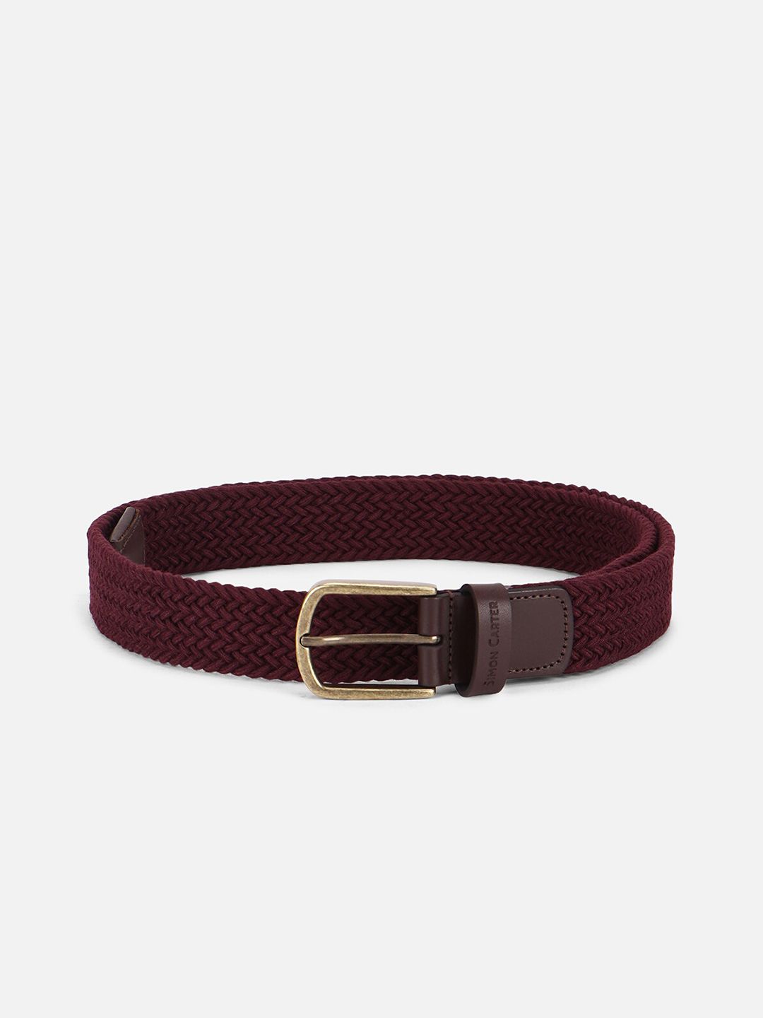 SIMON CARTER LONDON Men Braided Genuine Leather Belt